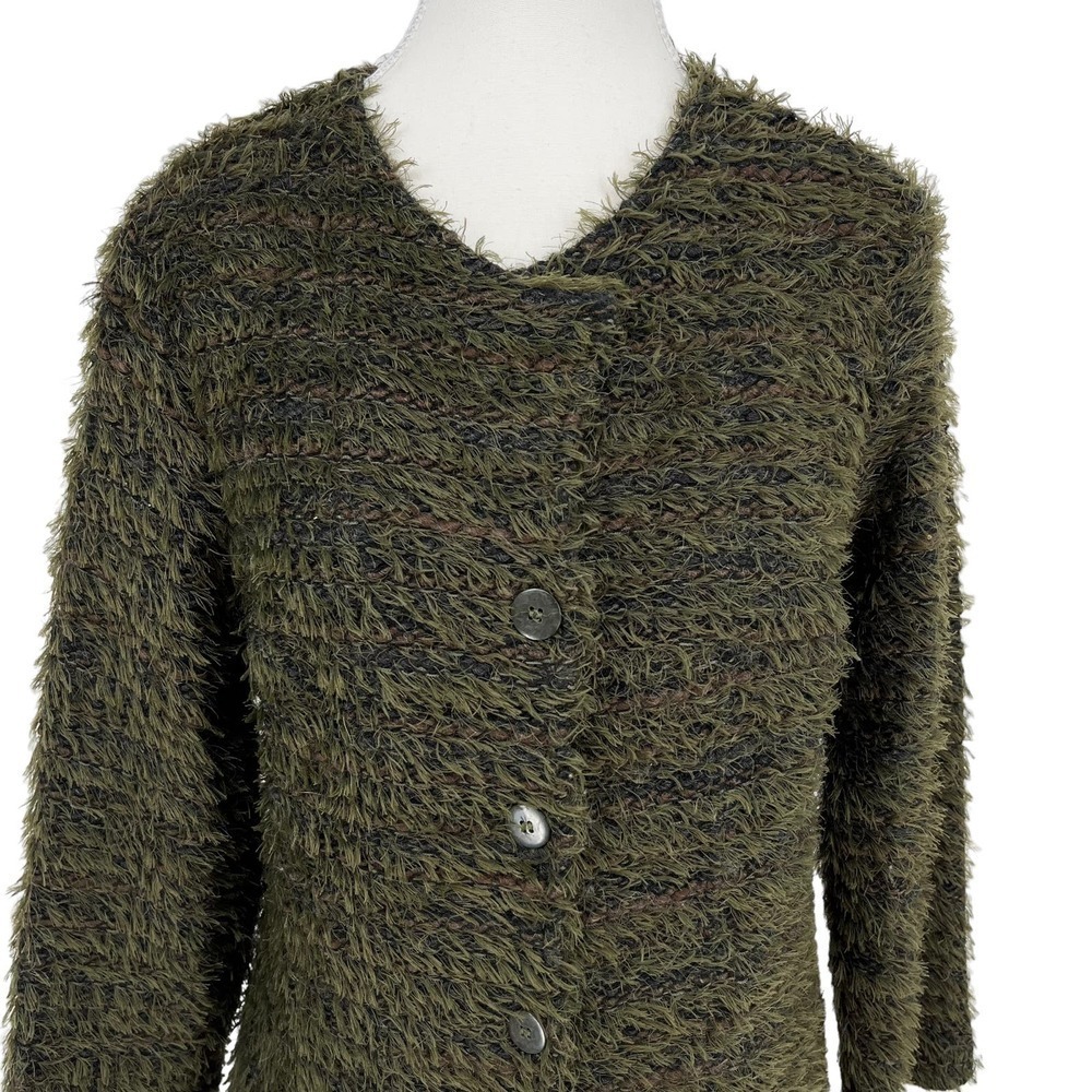 Vintage Monika Turtle‎ Studio Cardigan Sweater Longline Olive Green Small